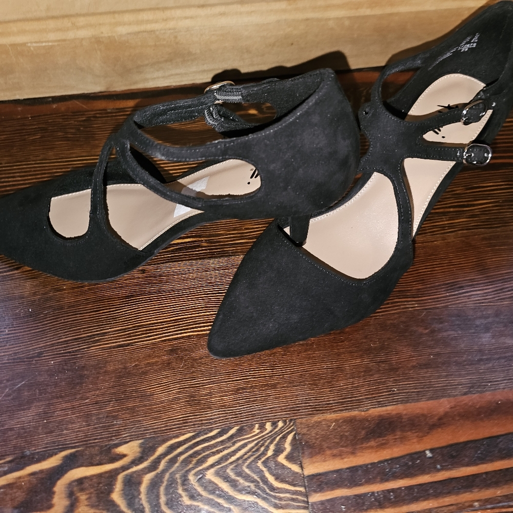 GUC Black Fioni Heels Double Ankle Strap with Adjustable Buckels Size 8 - Picture 4 of 5